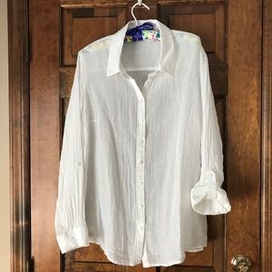 Coldwater Creek White Linen/Cotton Blouse 16 XL